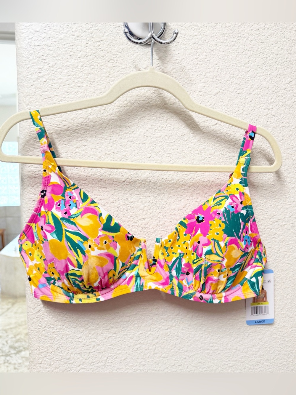 NEW Anne Cole Floral Bikini Top Large NWT